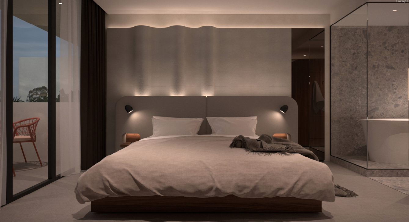 Habitación diseño hotel Harpazul Catoira Rías Baixas